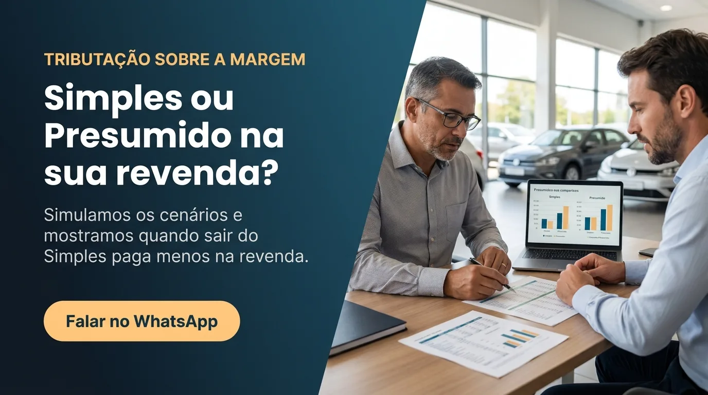 Contador organizando o controle de estoque e a documentação de compra da revenda de veículos usados