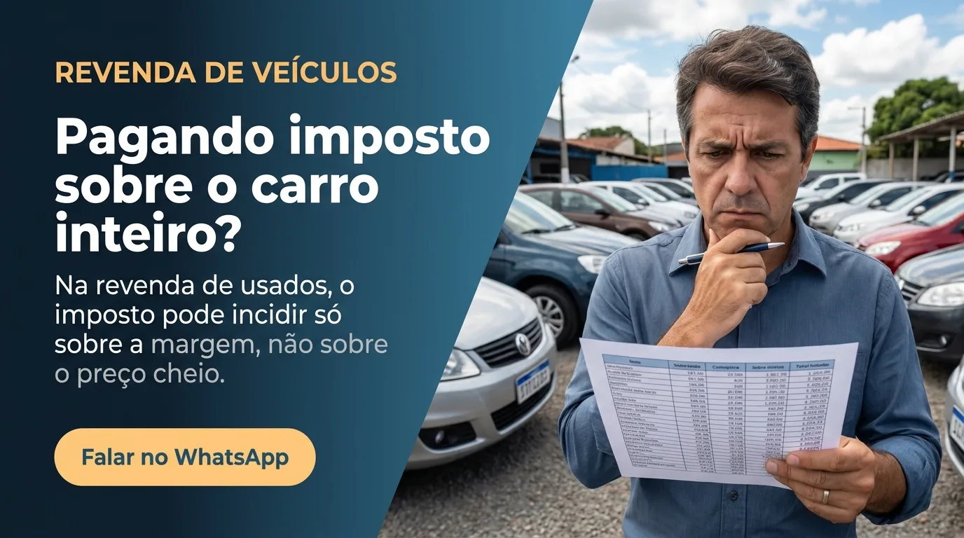 Lojista de veículos usados conferindo a tributação sobre a margem na revenda